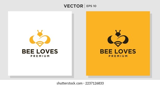 Bee Love vector Logo template