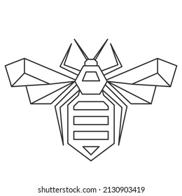 Bee. Low polygon linear illustration. Geometric linear bee.