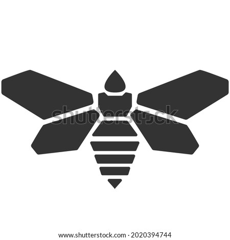 Bee. Low polygon linear illustration. Geometric linear bee