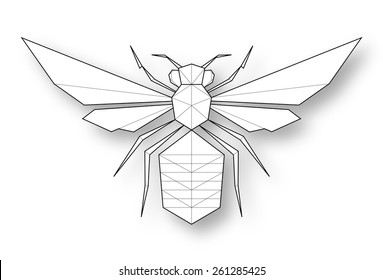 Bee. Low polygon linear vector illustration