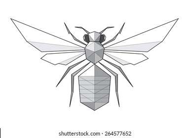 Bee. Low polygon linear vector illustration