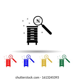 bee magnifier honeycomb multi color style icon. Simple glyph, flat vector of beekeeping icons for ui and ux, website or mobile application