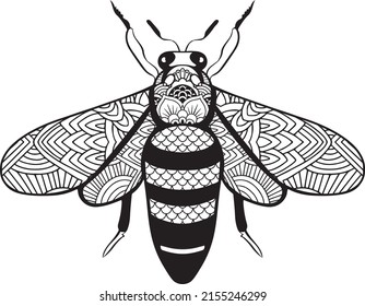 Bienenmandala-Färbeseite für Erwachsene.
