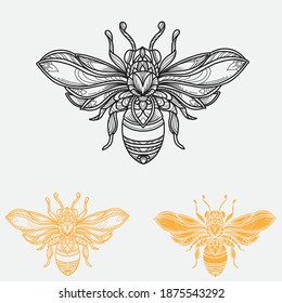 bee mandala, symetric bee, design concept, template