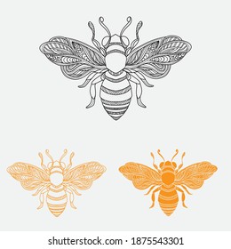 bee mandala, symetric bee, design concept, template