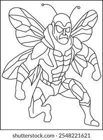 Bee Man-Superhero's Identity Stable Diffusion Online Coloring Page For Kids.