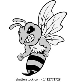 Bee mascot character isolated on white background. vector illustration