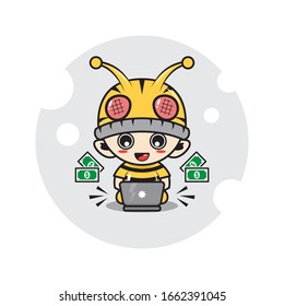 Bee mascot characters cute illustration activity 