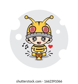 Bee mascot characters cute illustration activity 