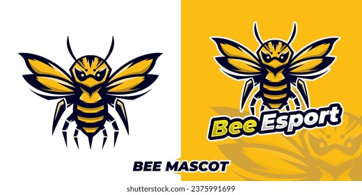 Ilustración de apoyo a la mascota de abejas, ilustración del logotipo de la mascota de abejas avivas, icono de abeja voladora, logotipo de la abeja miel