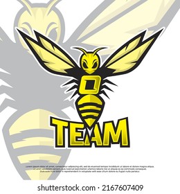 Bee Mascot Letter O Logo Design Template, Wasp Icon Vector, Buzz Logo, Sting Icon, Bee Logo Gamer