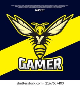 Bee Mascot Letter Y Logo Design Template, Wasp Icon Vector, Buzz Logo, Sting Icon, Bee Logo Gamer