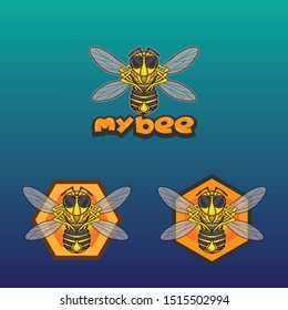 Bee Mascot logo design with black and yellow color. Ready to use for any purpose 