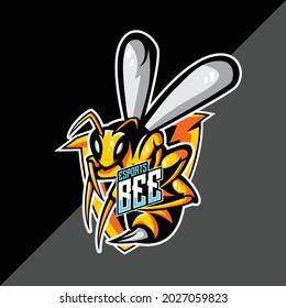 Bee mascot logo design. Bee esport logo.