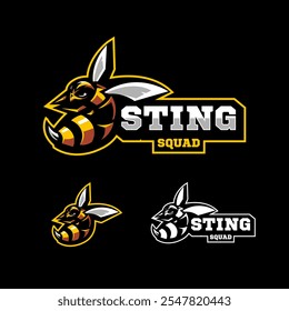 Bee Mascot Logo Design for Team Squad Sports and Gaming