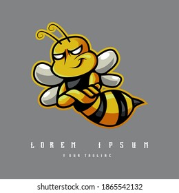 Bee mascot logo design vector with modern illustration concept style for badge, emblem and t-shirt printing