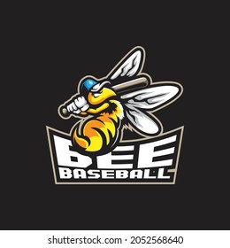 Bee mascot logo design vector with modern illustration concept style for badge, emblem and t shirt printing. Bee baseball illustration.