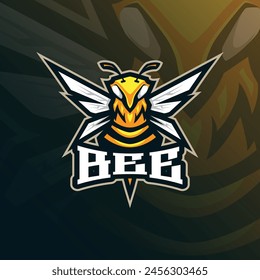 Vector de diseño de logotipo de mascota de abeja con estilo de concepto de ilustración moderna para la impresión de insignia, emblema y camiseta. Ilustración de abeja enojada para el equipo deportivo.