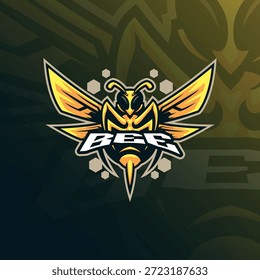 Bee mascot logo design vector. Bee illustration for sports and esport team.