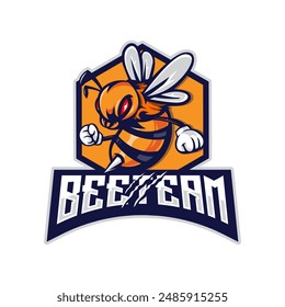 Bee Mascot Logo Isolated White Hintergrund für Team Sport Gaming