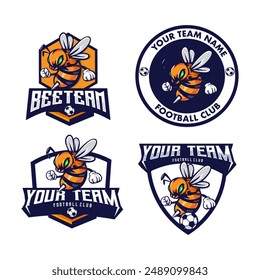 Bee Mascot Logo Isolated White Background for Football Club