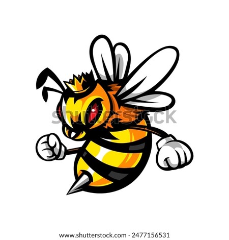 Bee Mascot Logo Isolated White Background