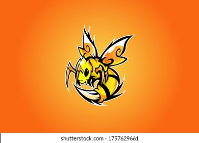 BEE MASCOT LOGO VECTOR EPS