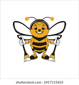 logotipo de negocio de limpieza de vectores de mascota de abejas adecuado para necesidades de trabajo o eventos de limpieza