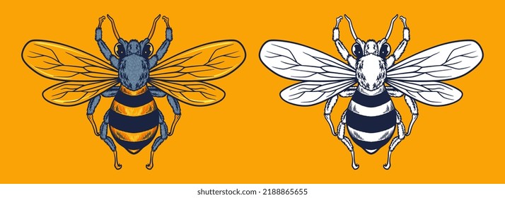 bee mascot vector illustration cartoon style