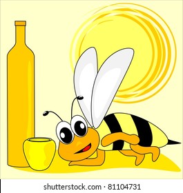 bee and mead, vector illustration