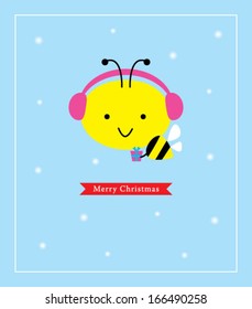 bee merry christmas greeting card