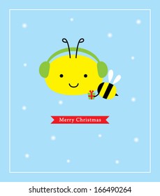 bee merry christmas greeting card