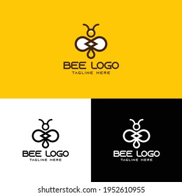 Bee Minimalist Logo Template illustration Vector For Many Kind Of Business or Personal Use.