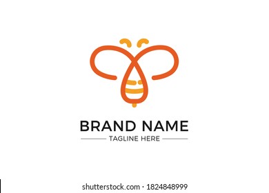 Logo minimalista de abejas aislado en fondo blanco