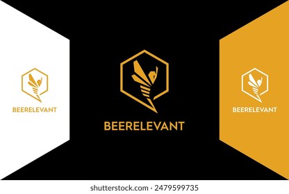 Bee Modern Logo Monogram hexagon