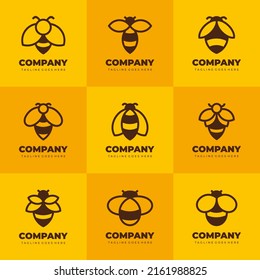 Bee monogram logo for company collection with yellow background