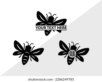 Bee Monogram Vector Illustration Silhouette