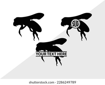 Bee Monogram Vector Illustration Silhouette