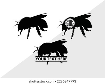 Bee Monogram Vector Illustration Silhouette