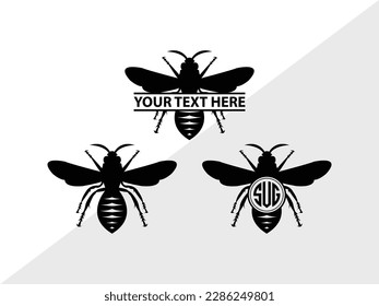 Bee Monogram Vector Illustration Silhouette