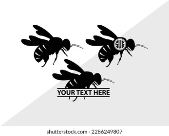 Bee Monogram Vector Illustration Silhouette svg