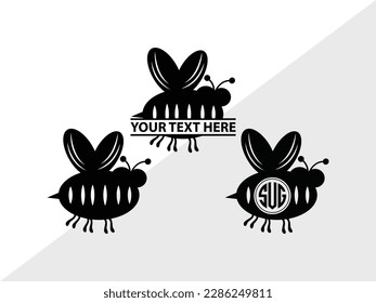 Bee Monogram Vector Illustration Silhouette