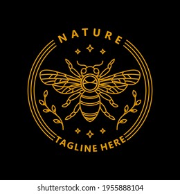 bee monoline vector logo tamplate