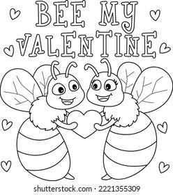 Bee My Valentine Page for Kids