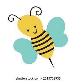 Bee in naive style. Cartoon Vector Illustration