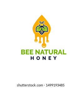 bee natural honey logo design- vector illustration.