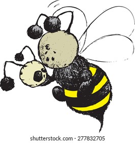 To Bee or not to Bee.
Bee plays the role of Hamlet.Funny parody illustration