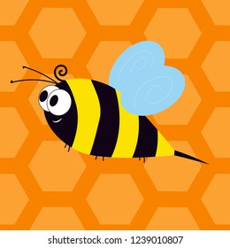 bee on the background of honeycombs