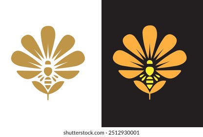 Bee on a flower logo design symbol