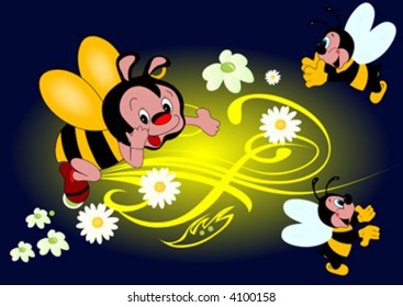 bee on flowers background